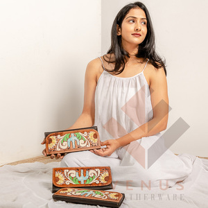 High Quality Women's Genuine Leather Clutch <b>Bag</b> Wallet Fashionable <b>Long</b> Design Purse with Landscape Pattern - Product Image 2