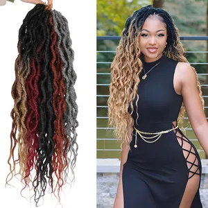 AliLeader 16 24 Inch Mermaid Faux Locs Ombre Crochet Braid Hair Afro Curly Dreadlocks Goddess Queen Locs Crochet Hair Extension