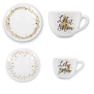 Vajilla de Porcelana Navideña al por Mayor, Precio al por Mayor, Elegante con Patrones Dorados, Juego de Vajilla de Cerámica - Product Image 1