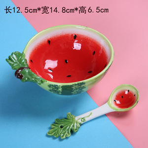 Ciotola per Frutta Ecologica per Bambini, Artigianale in Ceramica a Forma di Ananas, Anguria, Fragola con Cucchiaio - Product Image 5