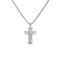 Collier en gros en acier inoxydable avec pendentif croix, plaqué or 18 carats, cadeau religieux Jésus