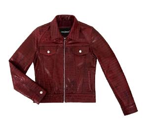 Gilet pour femme en cuir Nappa imprimé croco rouge foncé 100 % véritable, couleur tendance, marque privée, OEM, style moderne et classique - Product Image 1