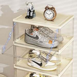 Haogle – Boîte à chaussures géante pliable OEM, empilable, transparente, en plastique, pour rangement de baskets – Vente en gros - Product Image 3