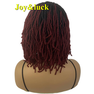 Prix de gros d'usine Perruque quotidienne tressée pour femmes Mignon Mini <span class=keywords><strong>dread</strong></span> locs Perruque Bourgogne Synthétique Africaine Noir Femmes Perruques Dreadlock - Product Image 5