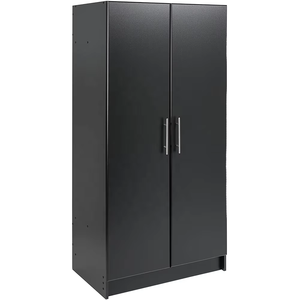 Armoire haute noire à 2 portes, design panneaux, moderne, pour chambre à coucher, rangement pour hôtel, poignées métalliques, directement de l'usine - Product Image 6
