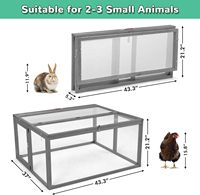 Cage à poulets grise pliable en bois, enclos pour poulets, niche pour lapins, cage portable avec portes latérales supérieures, parc pour petits animaux, poulailler