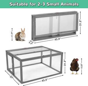 <span class=keywords><strong>Cage</strong></span> à poulet grise pliante en bois poulailler course clapier à lapin <span class=keywords><strong>Cage</strong></span> portable avec portes latérales supérieures couveuse de parc pour petits animaux - Product Image 3