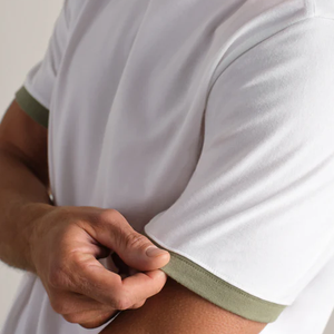 Camiseta de LICRA de algodón de verano para hombre, informal, elástica, para deportes al aire libre, trotar, patrón sólido, liso, teñido, Color en blanco, puño a juego - Product Image 5