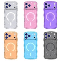 Coque de téléphone transparente magnétique à paillettes ondulées de qualité pour iPhone 17 Air 16 Pro Max 15 Plus, coque arrière pour Samsung S26