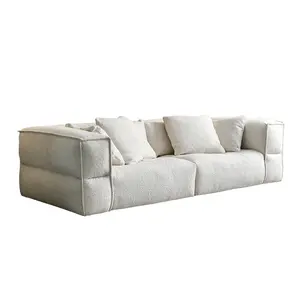 غرفة المعيشة ديكور جلد التوفو نسيج قابل للتوسيع بوهو حديث إطار أريكة بيضاء