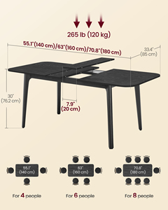 <span class=keywords><strong>Table</strong></span> de salle à <span class=keywords><strong>manger</strong></span> <span class=keywords><strong>VASAGLE</strong></span> avec pieds coniques et transitions courbes, <span class=keywords><strong>table</strong></span> extensible pour 4/6/8 personnes - Product Image 2
