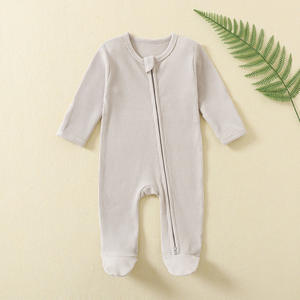 Combinaison pour bébé Automne/Hiver Combinaison de ramper pour nouveau-né à manches longues avec fermeture éclair en tissu gaufré en coton Unisexe <span class=keywords><strong>Pyjama</strong></span> - Product Image 4