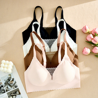 Soutien-gorge sans couture doux et confortable avec dos en maille et fermeture ondulée, lingerie unie, bonnet complet sans armatures pour femme, usage quotidien
