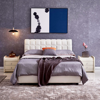 Lit double moderne de luxe avec rangement, revêtement en tissu, taille King, extensible, cadre en pin, caractéristique souple