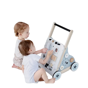 Ahşap itme çekme yürüyüşe tekerlekler bebekler için birden fazla öğrenme faaliyetleri merkezi tulumları Motor becerileri mutfak oyuncak yiyecekler - Product Image 1