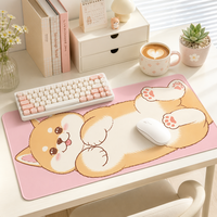 Alas Mouse Gaming PC Karet Anti Selip Bergaya Keren dengan Pola Hewan Lucu dan Latar Belakang Pink 400x900mm Tersedia di Stok