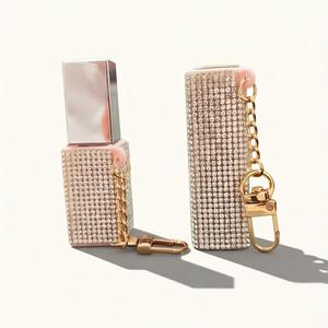 Elegante Porta <span class=keywords><strong>Rossetto</strong></span> e Strass Scintillante, Custodia Portatile per <span class=keywords><strong>Rossetto</strong></span> con Portachiavi, Porta Balsamo Labbra - Product Image 2