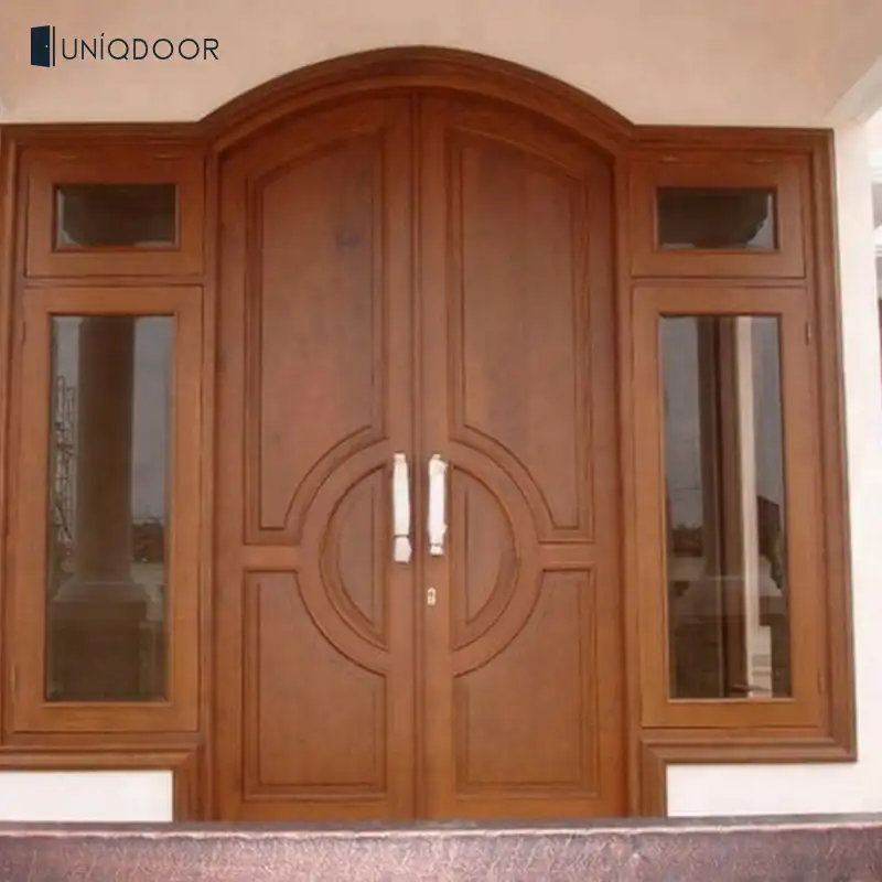 Uniqdoor, Тиковая древесина, твердая двойная дверь, дизайн основной двери