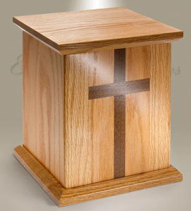 Oak Cremation Urn with Walnut <strong>Cross</strong> Urn Cremation Handcrafted Solid Wood Adult Human Ashes Urns <strong>Approved</strong> Wooden