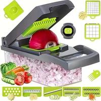 Coupe-Légumes Manuel 16 en 1 Multifonctionnel, Hachoir à Légumes, Hachoir à Aliments, Hachoir à Oignons, Accessoires de Cuisine