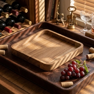 Assiette à dessert en bois d'acacia massif de qualité supérieure - <span class=keywords><strong>Plateau</strong></span> de service moderne et luxueux pour les fêtes, idéal pour les collations, les fruits, les fromages, les charcuteries et la restauration - Product Image 3