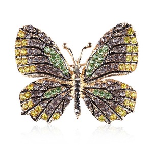 Broche de Mariposa de Aleación de Zinc Ecológico con Diamantes de Imitación y Cristales para Mujer y Niña, Pin de Solapa Vintage Rosa y Azul para Blazer, Boda y Fiesta - Product Image 3