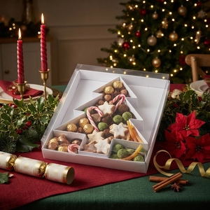 Boîte individuelle en carton en forme de sapin de Noël de 12 pouces pour chocolats et fraises, idéale pour la restauration, boîte cadeau robuste pour friandises - Product Image 1