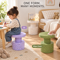 HANYEE 2026 Nouvelle table et chaises Confetti pour enfants, tabouret d'appoint en plastique PE pour salon, maternelle, jardin