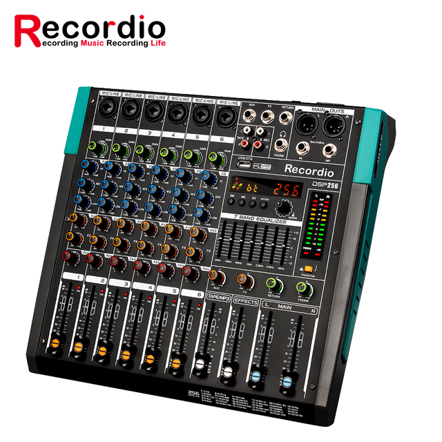 GAX-PA6 Studio Level 6 Channel Analog Streaming Mixer With 256 Sound Effects for PC Portable Audio Mixing Console With USB