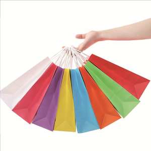 Barato al por mayor 13 colores Favor <span class=keywords><strong>de</strong></span> <span class=keywords><strong>fiesta</strong></span> caramelo <span class=keywords><strong>de</strong></span> colores reutilizable bolsa <span class=keywords><strong>de</strong></span> papel Kraft con asa para cumpleaños - Product Image 4