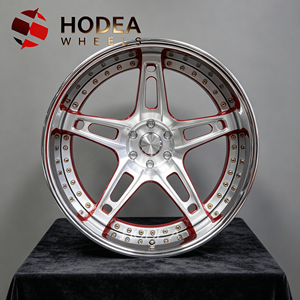 Jantes forgées polies à fond profond de 22/24/26 pouces, 3 pièces, personnalisées, <span class=keywords><strong>5</strong></span> trous, finition miroir brillant rouge bonbon pour camions et voitures de sport - Product Image 1