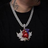 Nuevo Colgante de Corazón Alado de Plata 925 con Moissanita Color D, Micro Pavé, Joyería Urbana para Hombre, Estilo Moderno