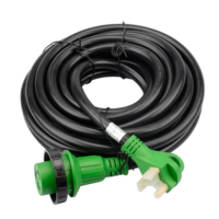Kabel Listrik RV 30amp, Kabel Ekstensi RV TT-30P L5-30R 10AWG 3 Kaki dengan Konektor Pengunci dan Indikator Daya untuk Camper