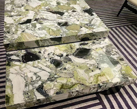 Italienischer Moderner Luxus-Couchtisch aus Weißem Eisjade-Grünem Marmor, Neues Design, Natürliche Beistelltische für Wohnzimmer, Poliert, für Hotels