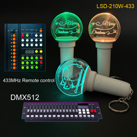 Mini porte-clés lumineux pour fan meeting, vente en gros, personnalisable, avec télécommande Bluetooth via application, LED RGBW, portée 500m
