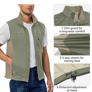 Chaleco Softshell Elástico en 4 Direcciones para <span class=keywords><strong>Hombre</strong></span>, Ligero, Cortavientos, Chaleco Utilitario para Exteriores, Proveedor Mayorista, OEM Personalizado - Product Image 2