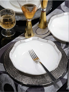50-Piece Fine Bone China Dinnerware <b>Set</b> Wedding Durable Europe Style <b>White</b> Pattern Dishwasher Safe Tableware - Product Image 6