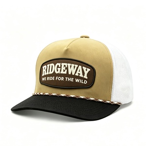 Casquette Trucker Vintage Personnalisée 5 Panneaux, Couronne Haute avec Logo Avant, Dos en Coton et Maille, Fermeture Snapback avec Décoration Corde pour l'Extérieur - Product Image 3