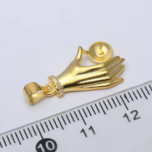 Colgante de Buda de Plata S925, Soporte para Colgante de Perla de Palma de 7-8 mm, Colgante para el Cabello, Accesorios de Bricolaje para Mujer, Fornituras y Componentes de Joyería-3088 - Product Image 4