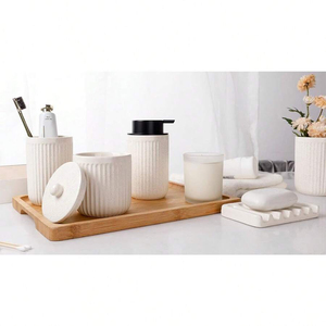 Set di sapone da <span class=keywords><strong>bagno</strong></span> in ceramica <span class=keywords><strong>Beige</strong></span> di lusso - Product Image 3