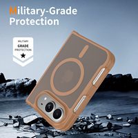 Coque hybride translucide mate marron PC TPU pour iPhone Duo, toucher doux, antichoc, magnétique, vente en gros