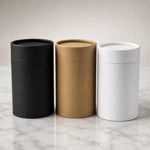 Boîte Cadeau Cylindrique en Papier Kraft Personnalisée pour Flacon de Parfum - Product Image 1