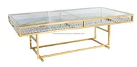 Banquet Vente Chaude Rectangle Trempé Miroir Verre Rectangle Cristal Décoration Or Tables De Mariage