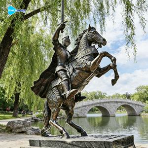 Grande statue de <span class=keywords><strong>chevalier</strong></span> médiéval en bronze sur cheval, sculpture en métal coulée à la main, pour la décoration de jardin, de parc ou d'extérieur - Product Image 1