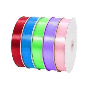 Satin Ribbon 2.5 Cm X 13.8 M Red Silver Off White Woven Polyester Apparel Home Textile Decorations - Product Image 5