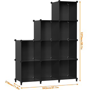 Armario Portátil Extensible de Plástico Moderno con Puertas Reforzadas, Mueble Gris para Dormitorio, Comedor y Uso Doméstico - Product Image 3