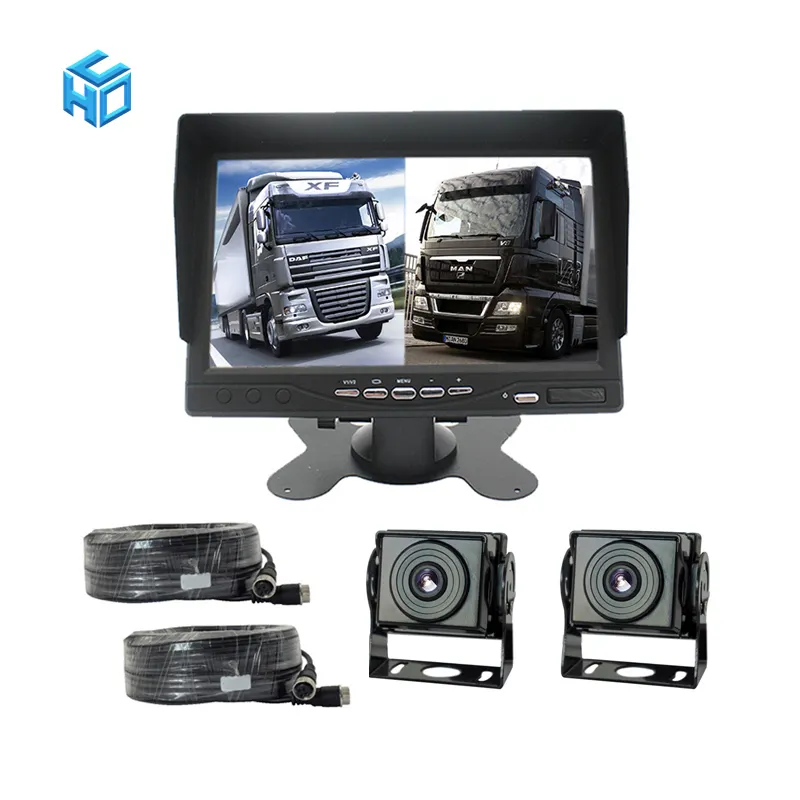 AHD truck vehicle 7 inch monitor recording blackbox 1080p 4 camera dvr black box recorder truck camera system 4 pin