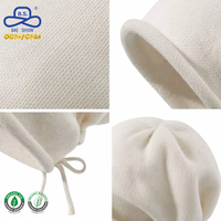 Gorro de punto suave y moderno para mujer, con cordón ajustable en la espalda, para clima frío, color crema, con borde enrollado, proveedor ODM OEM