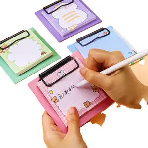 Novedades Tablero de dibujos animados Clip Sticky Notes Pad lindo estacionario Student Memo Kawaii Sticky Notes papeleria suministros de oficina