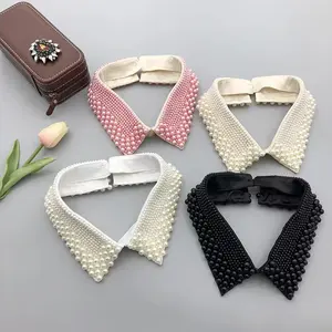 Collar de cuello blanco con perlas, collar de cuentas desmontable, accesorios extraíbles para mujer, collar Peter Pan